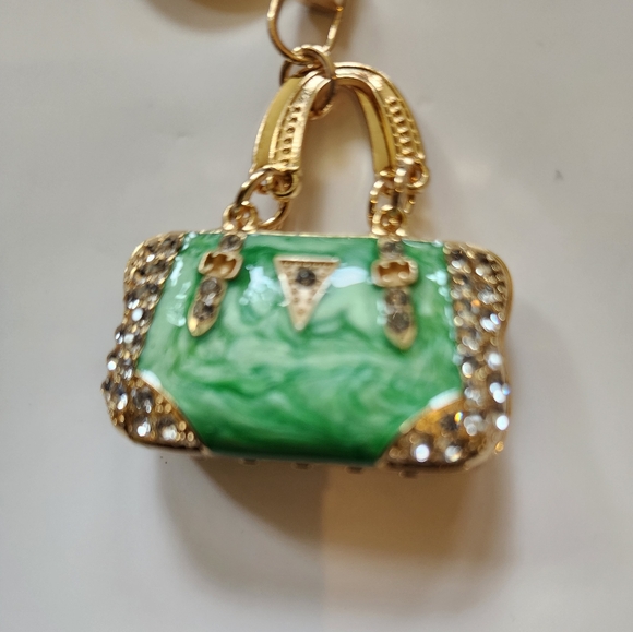 Green & Gold Handbag Charm, Keychain - Picture 2 of 4